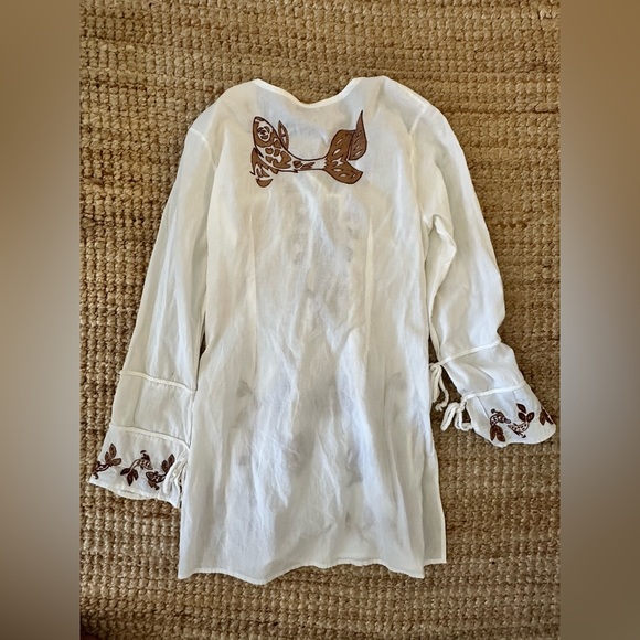 Letarte White and Brown Swim Coverup size l - Picture 2 of 4
